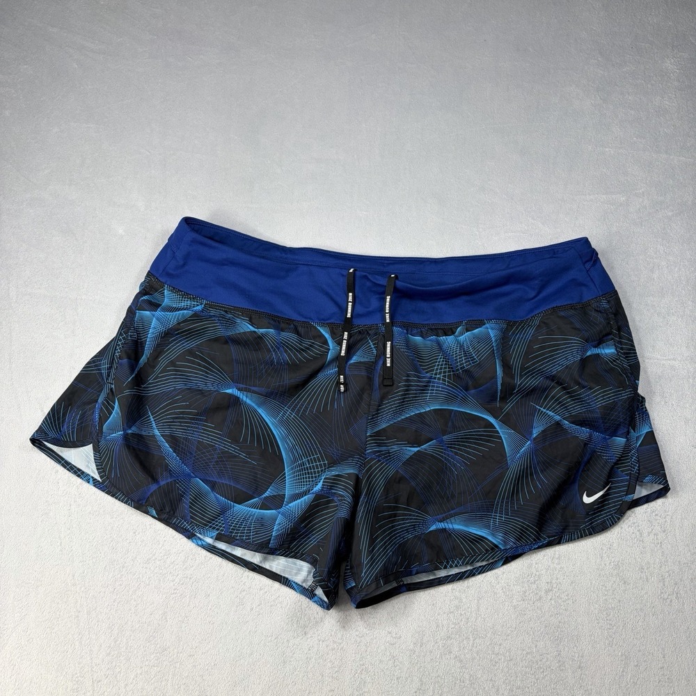 Nike Shorts Women's Size 2XL Dri-Fit Running Shorts Black Blue Activewear